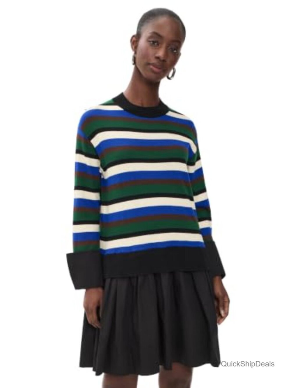 SIMONMILLER Women's Pip Poplin Combo Dress Knee-Length Crew Neck